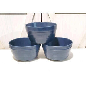 Bee And Willow Milbrook Stoneware Cereal Soup Bowls Set Of 3 Blue Speckle 6”